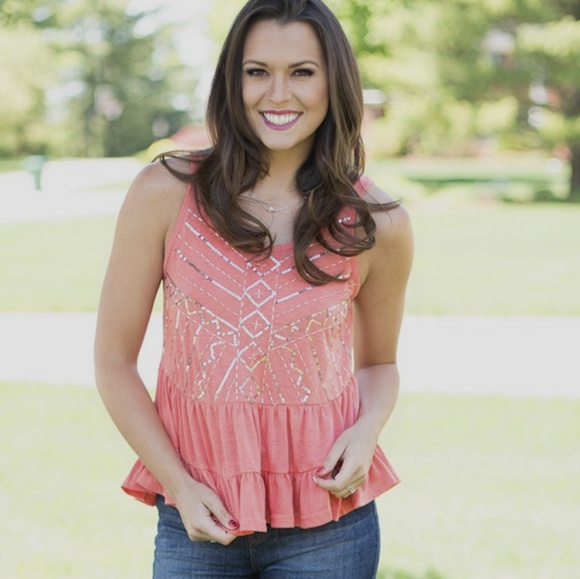 Coral sequined/beaded Tank Top - Picture 2 of 7